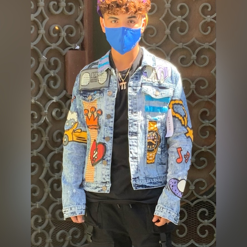 Men's Multicolor Stone Wash Denim Jacket